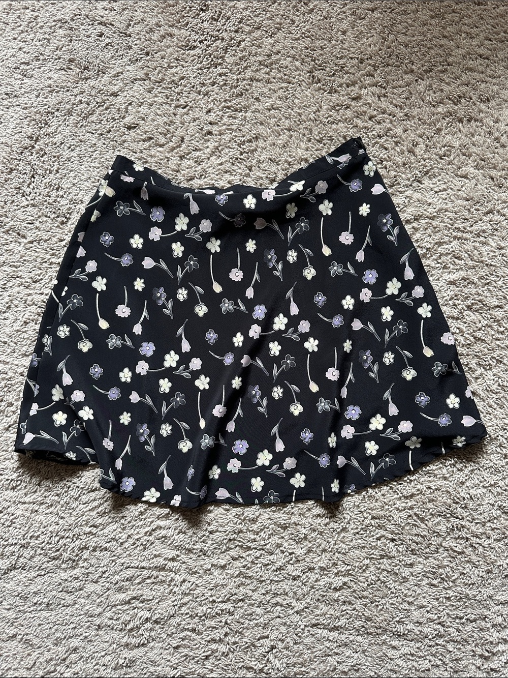 Vintage Springbean made in USA Black Floral A-Line Skirt - Women's Casual Skirt